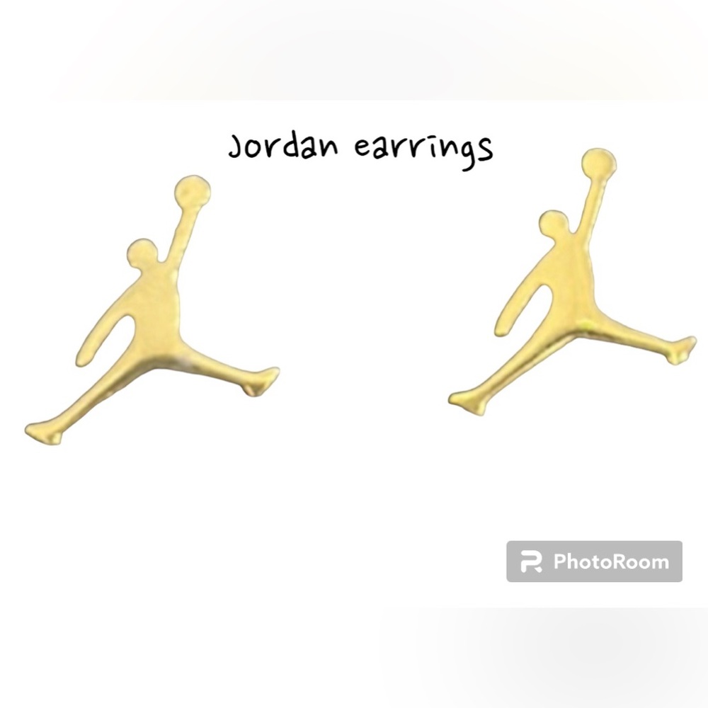 JORDAN  EARRINGS KIDS JUNIORS WOMENS GOLD COLOR NEW
